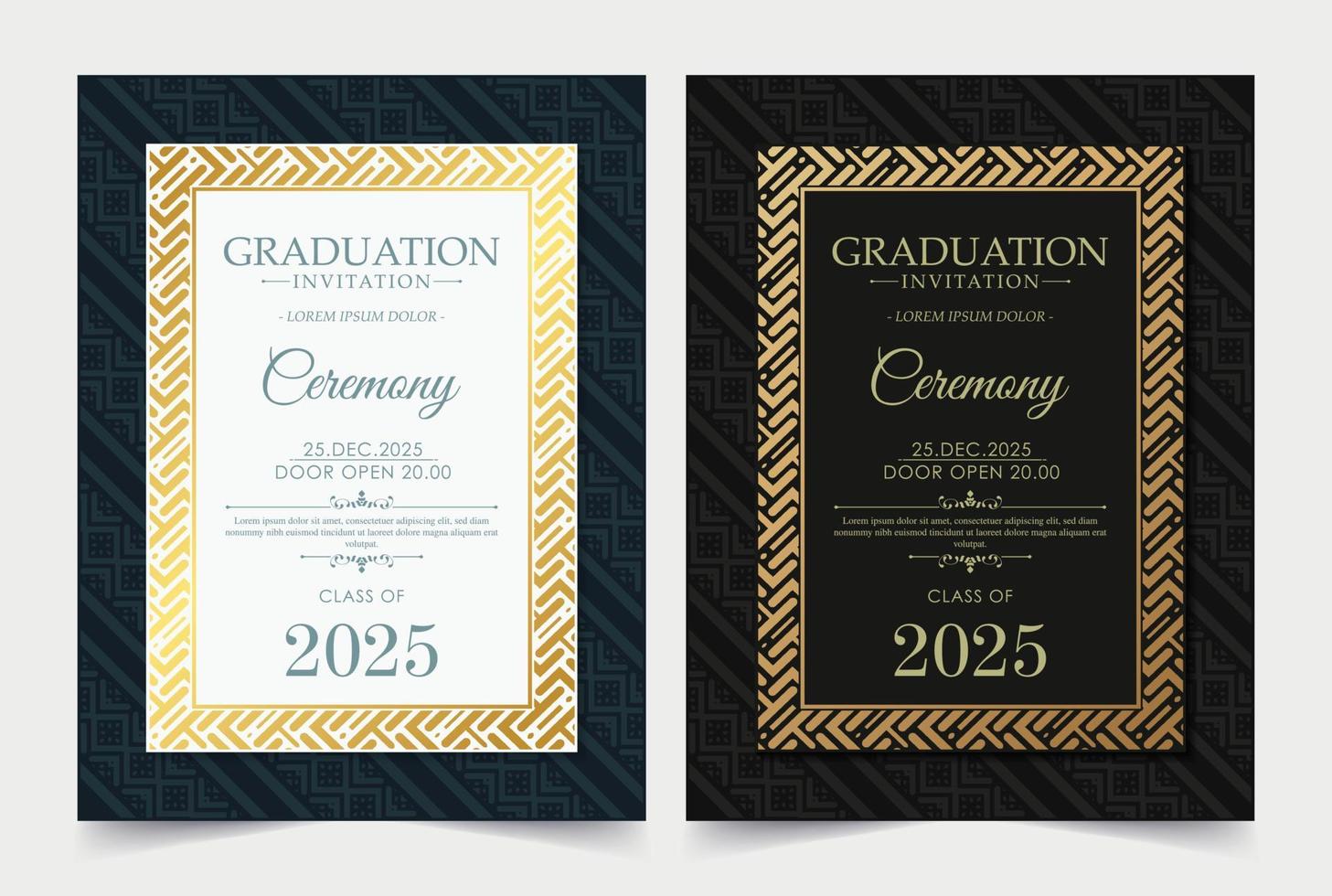 Elegant graduation invitation template with ornament vector