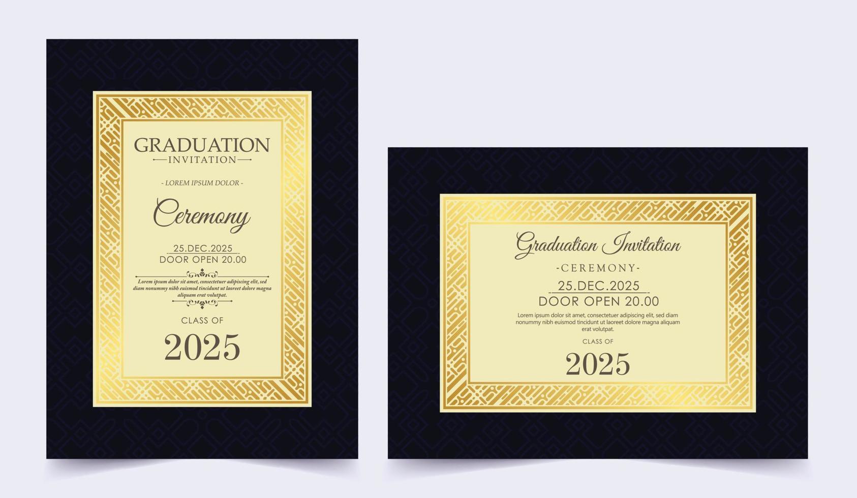 graduation invitation with ornament template vector