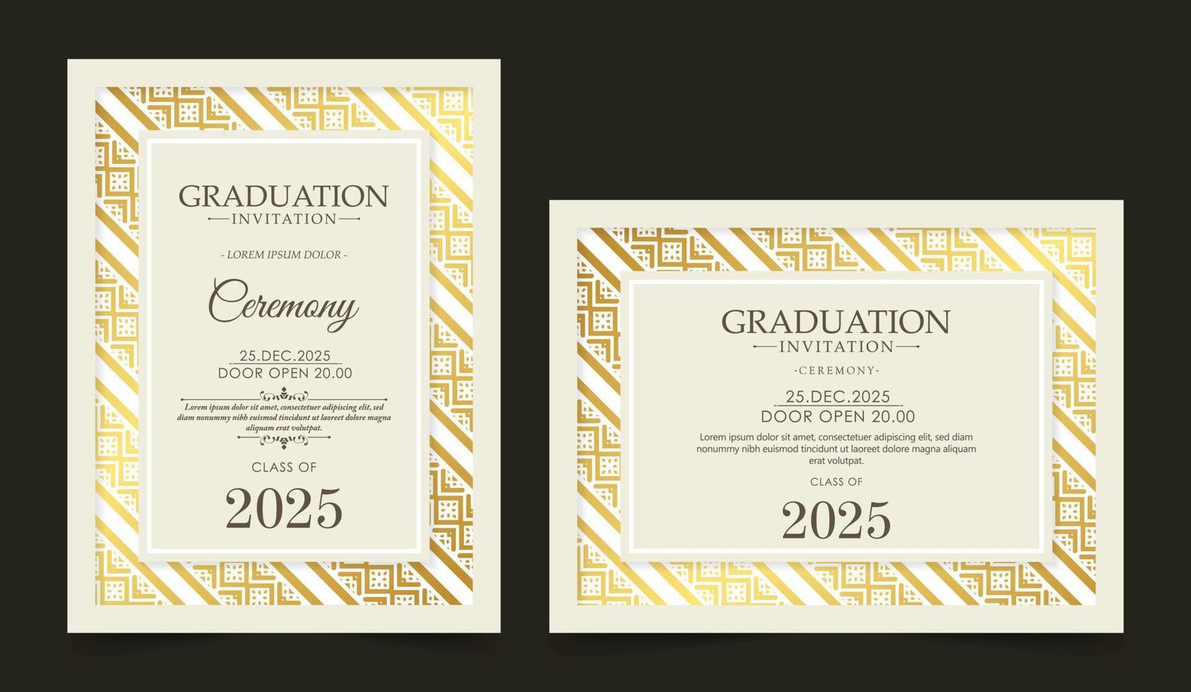 Elegant graduation invitation template with ornamental border vector