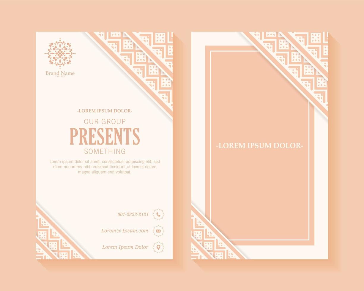vertical greeting card with ornament pattern border vector