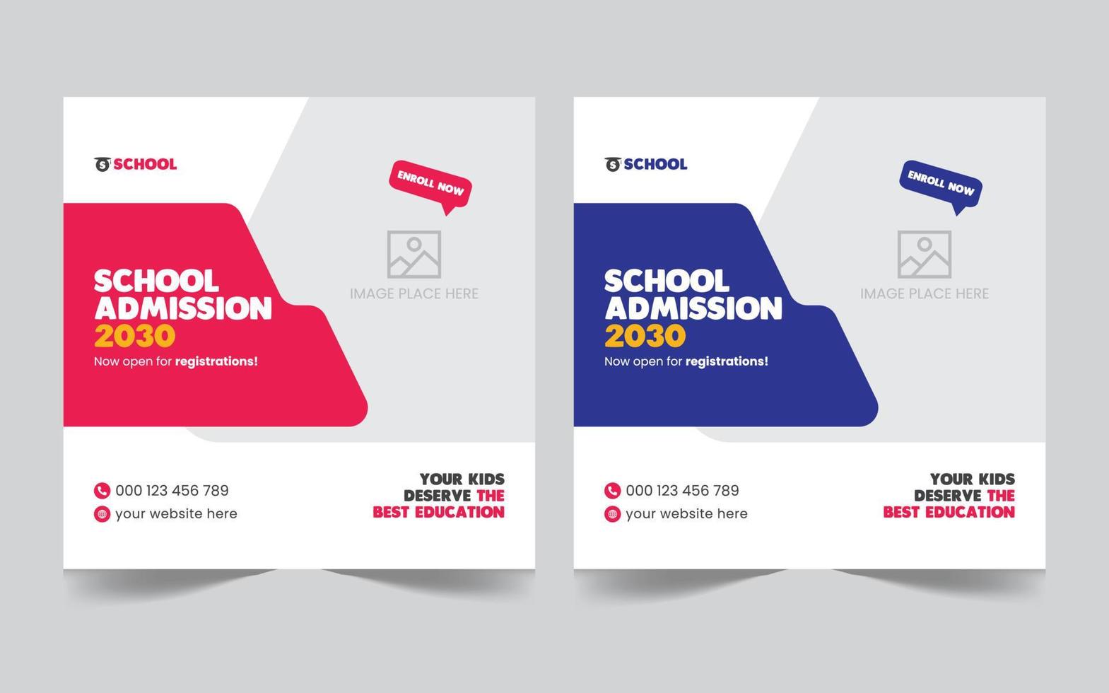 Promotional school admission social media post or web banner design. Suitable for junior and senior high school promotional banner design template pro download vector