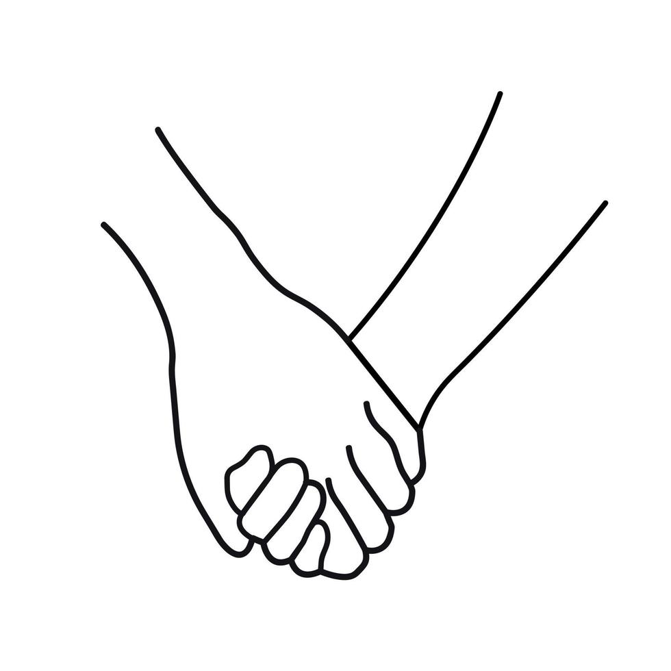 manos humanas tomados de la mano. las manos se usan para camisetas, afiches, diseño de afiches. ilustración vectorial aislado sobre fondo blanco. vector