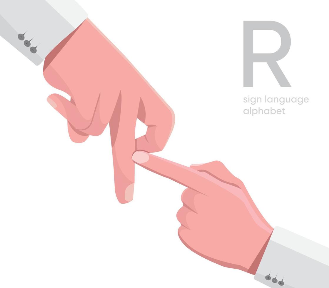 The letter 'R. Universal and Turkish handicapped hand alphabet letter R. Disabled hand. Hand tongue. Learning the alphabet, non-verbal deaf-dumb communication, expression gestures vector. vector