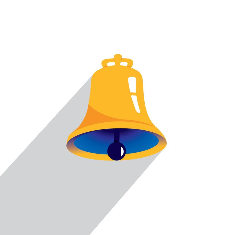 Vector vintage poster with yellow and blue retro bell. Bell on a white background. Advertising, promotion. Vector illustration