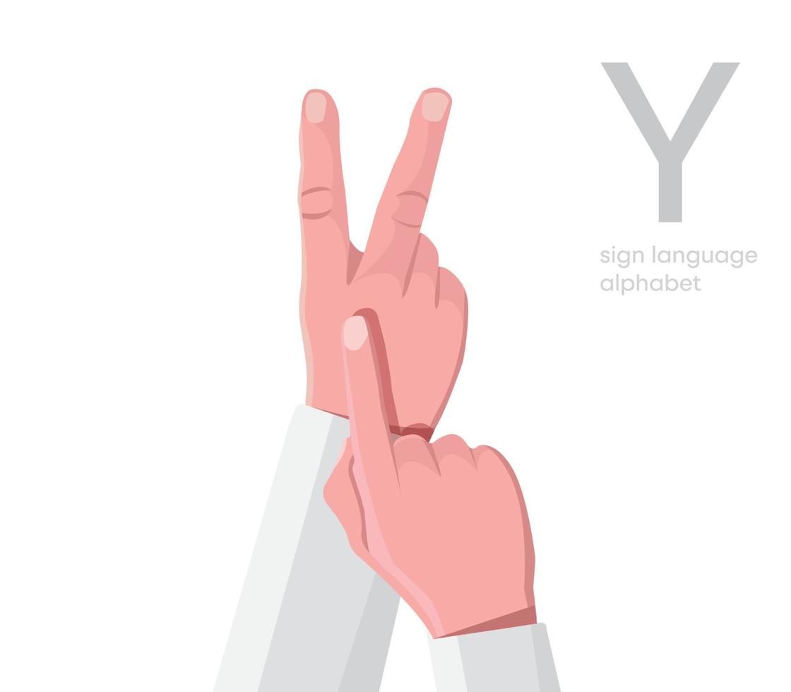 The letter 'Y. Universal and Turkish handicapped hand alphabet letter Y. Disabled hand. Hand tongue. Learning the alphabet, non-verbal deaf-dumb communication, expression gestures vector. vector