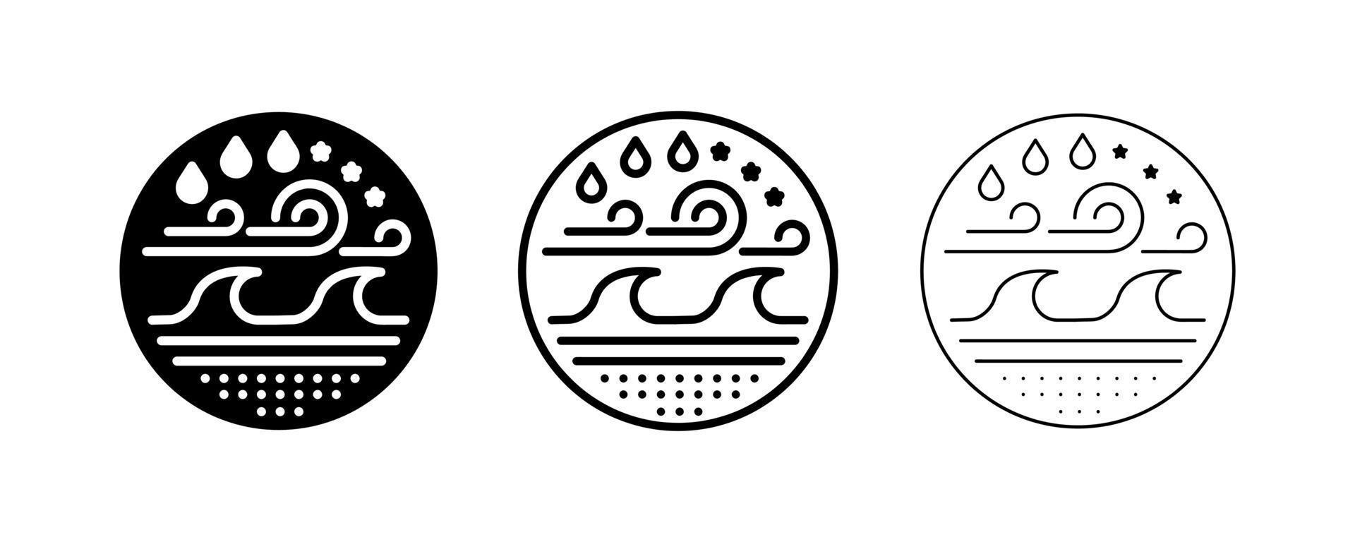 diseño moderno de iconos de agua, viento, suelo y clima con diferente grosor de línea en un círculo. diseño de logotipos, sitios web y diseños. icono de diseño de arte de línea moderna. vector