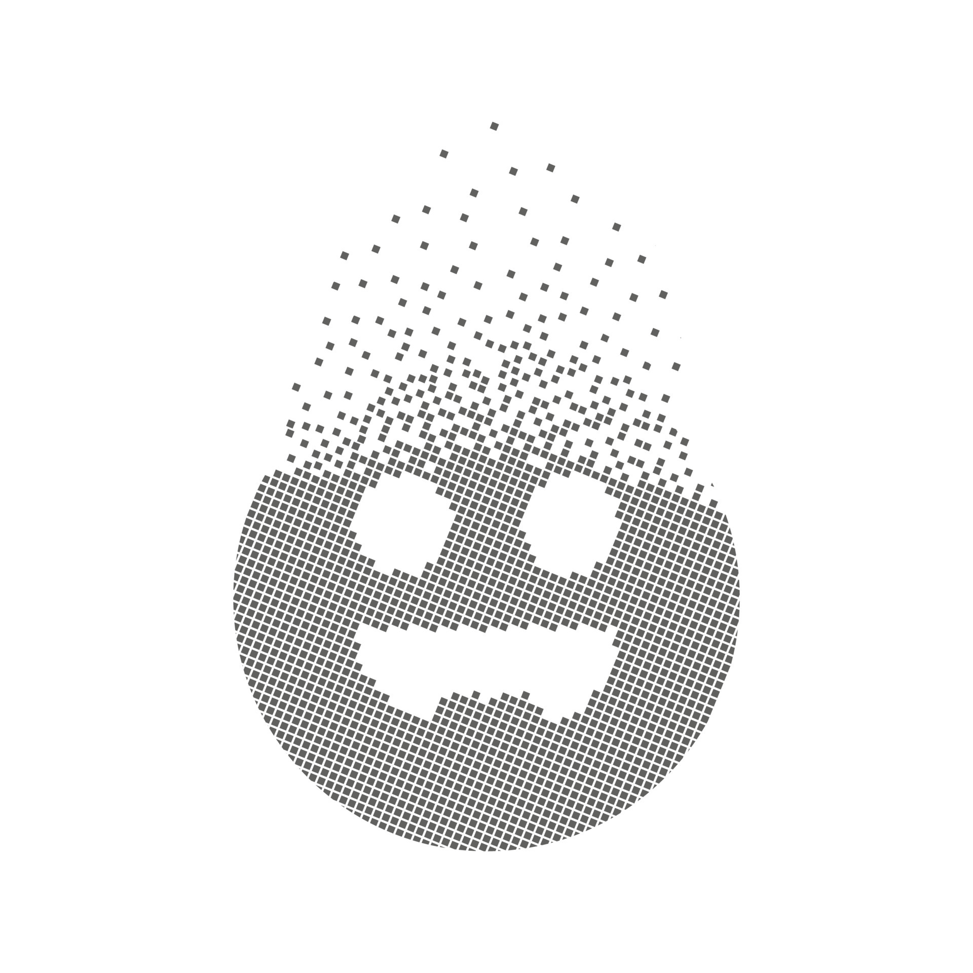 Operator Head Icon With Face In Dissolved, Pixelated Halftone And