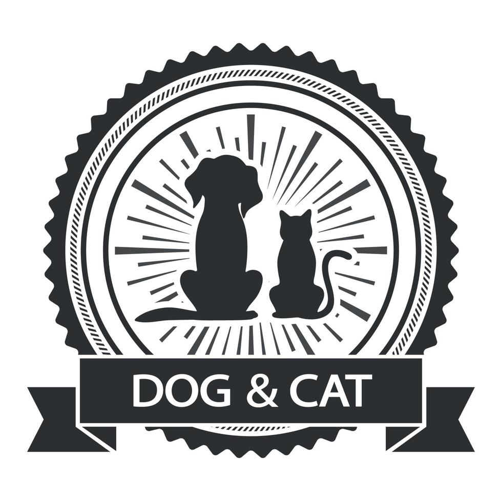ilustración cuidado de los animales y protección del logotipo de la clínica. vector