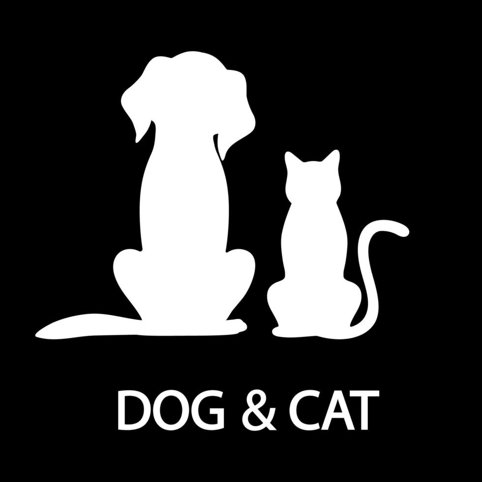 illustration of silhouettes of white cat and dog vector