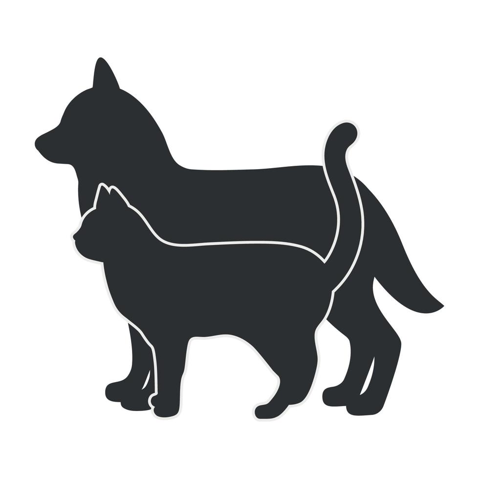 silueta ilustrativa de un perro y un gato vector