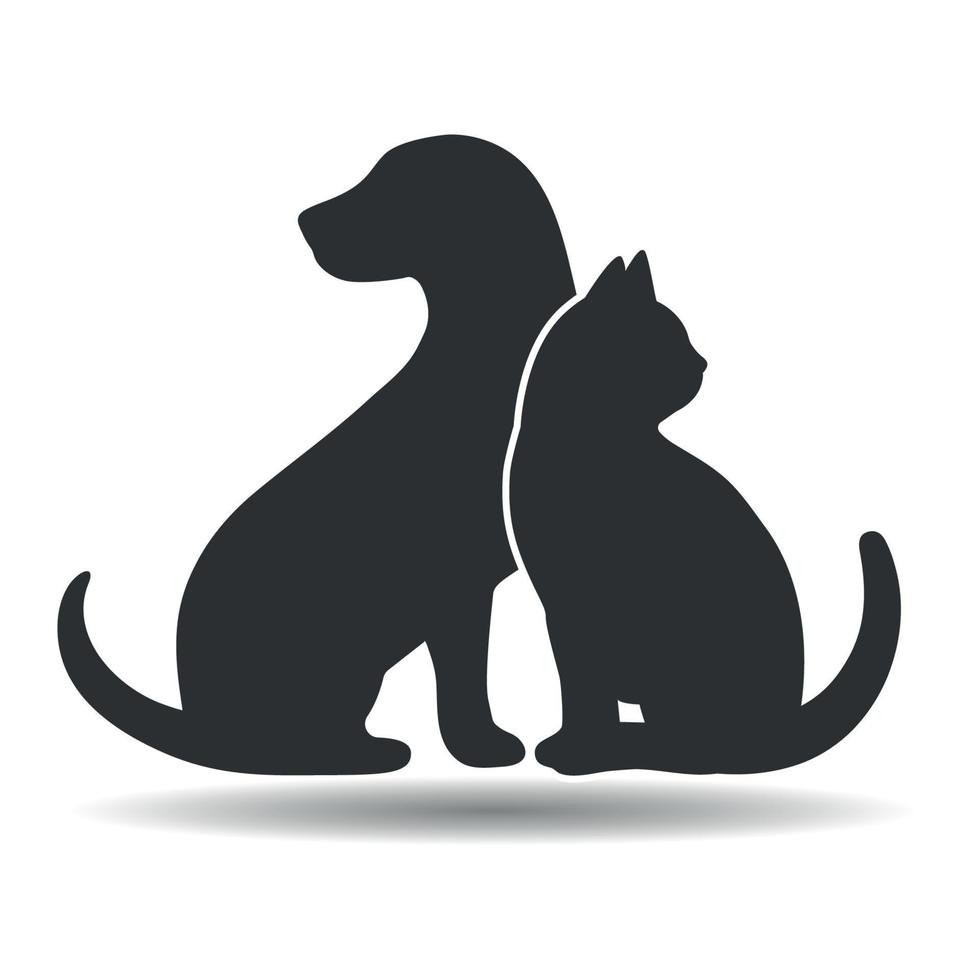 siluetas perro y gato diseño de plantilla de logotipo, emblema, concepto de diseño vector