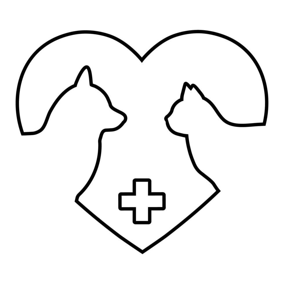 Contour linear illustration of a cat and a dog vector