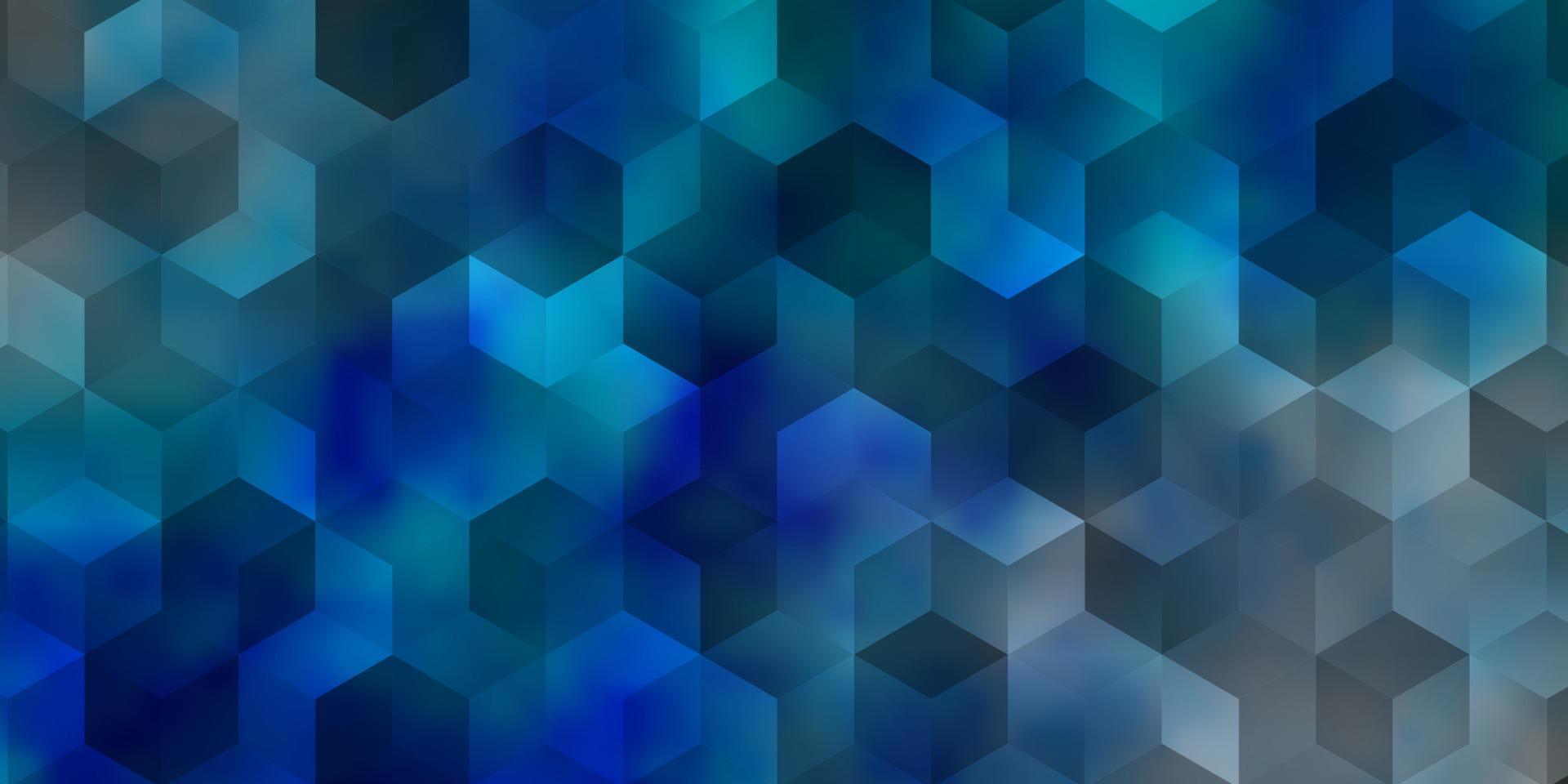 textura de vector azul claro con hexágonos de colores.