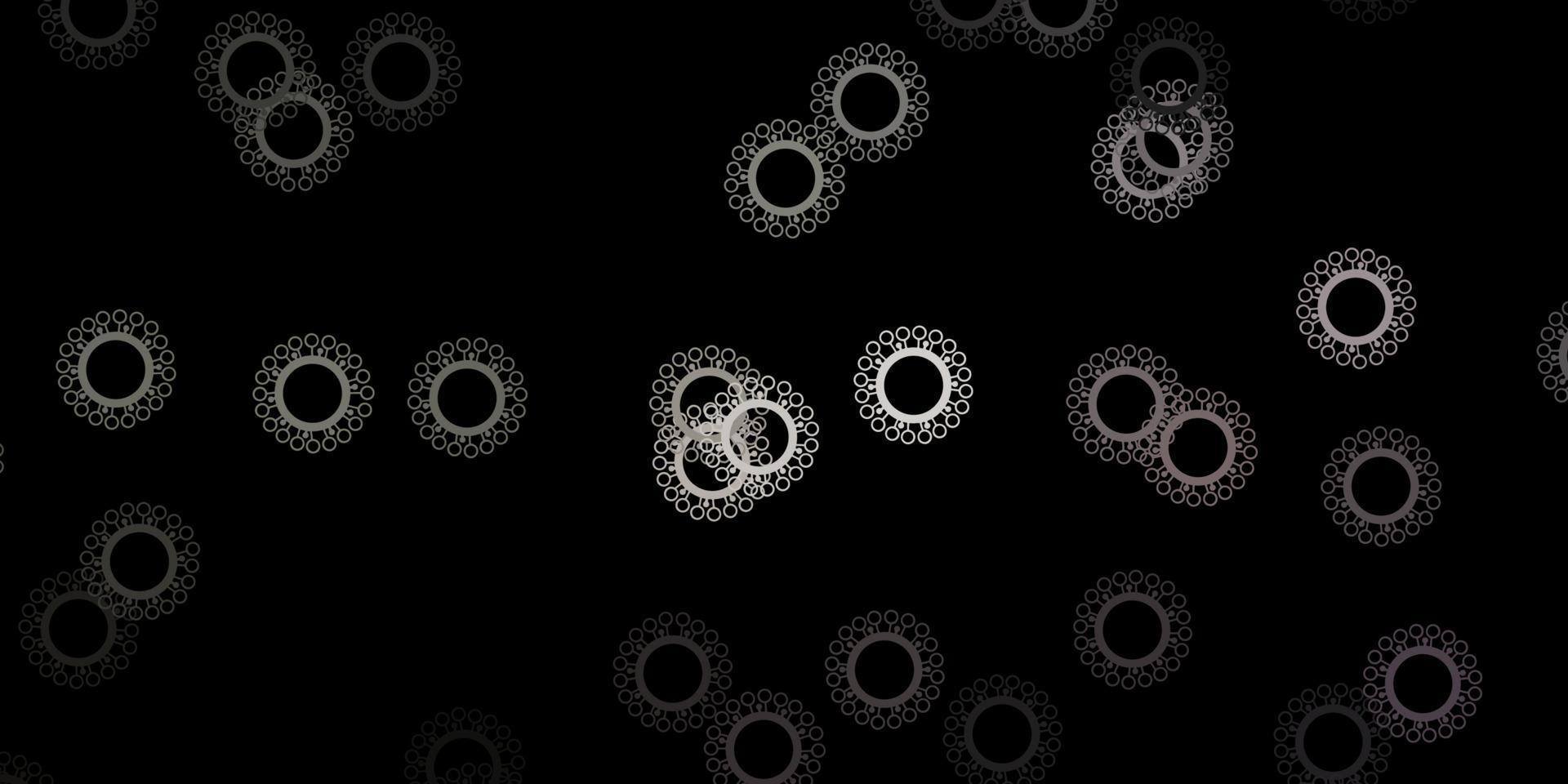 Telón de fondo de vector gris oscuro con símbolos de virus.