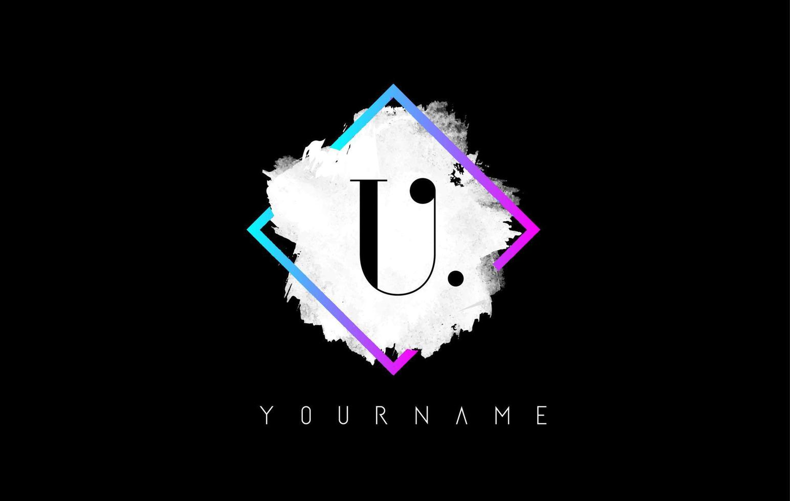 Purple U Letter Logo Design with White Stroke and Gradient Frame. vector