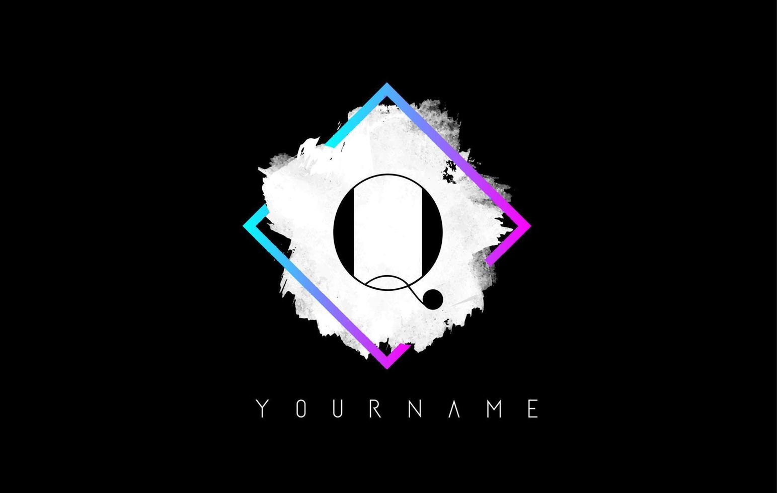 Purple Q Letter Logo Design with White Stroke and Gradient Frame. vector