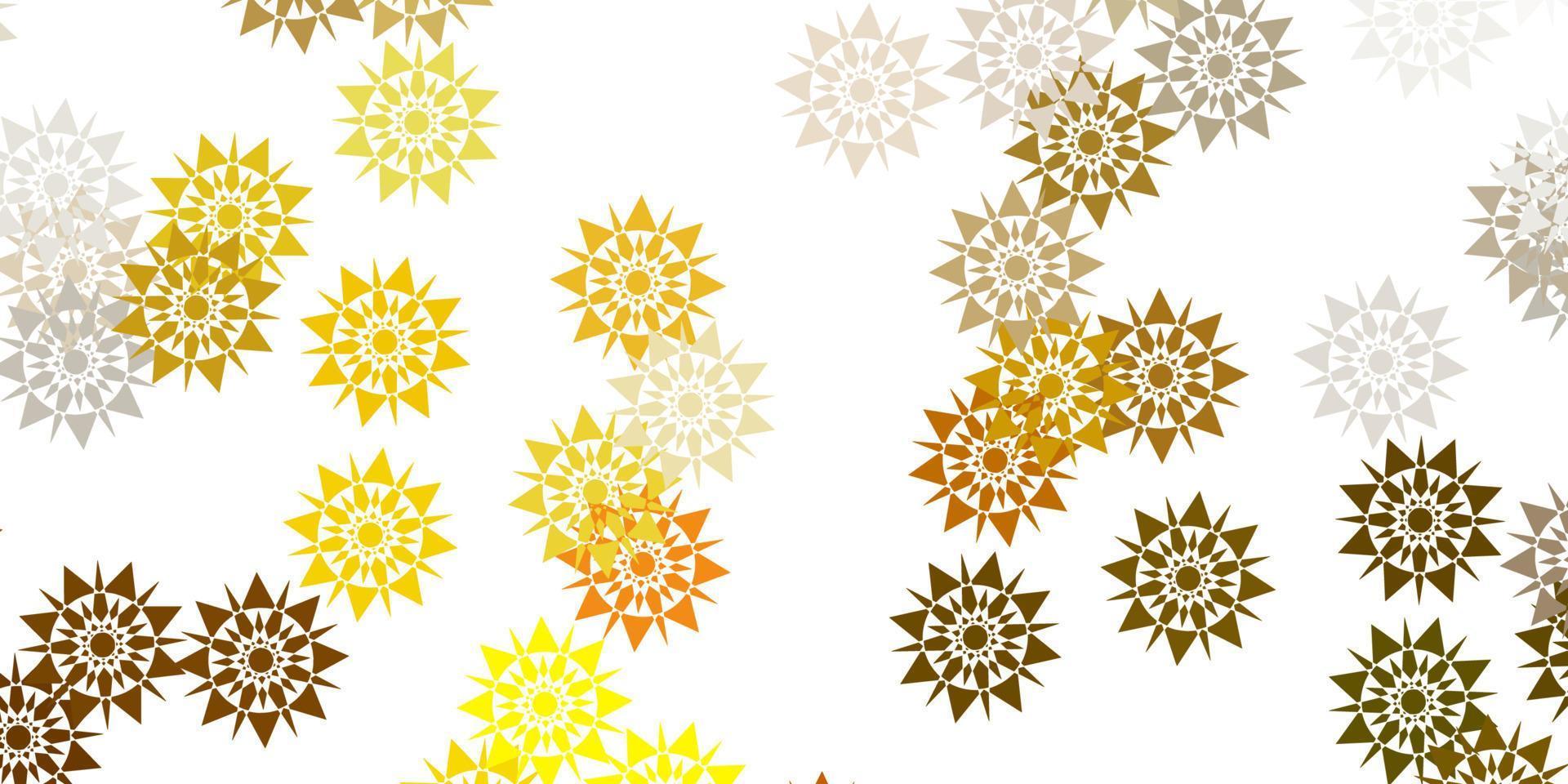 Light green, yellow vector pattern with colored snowflakes.