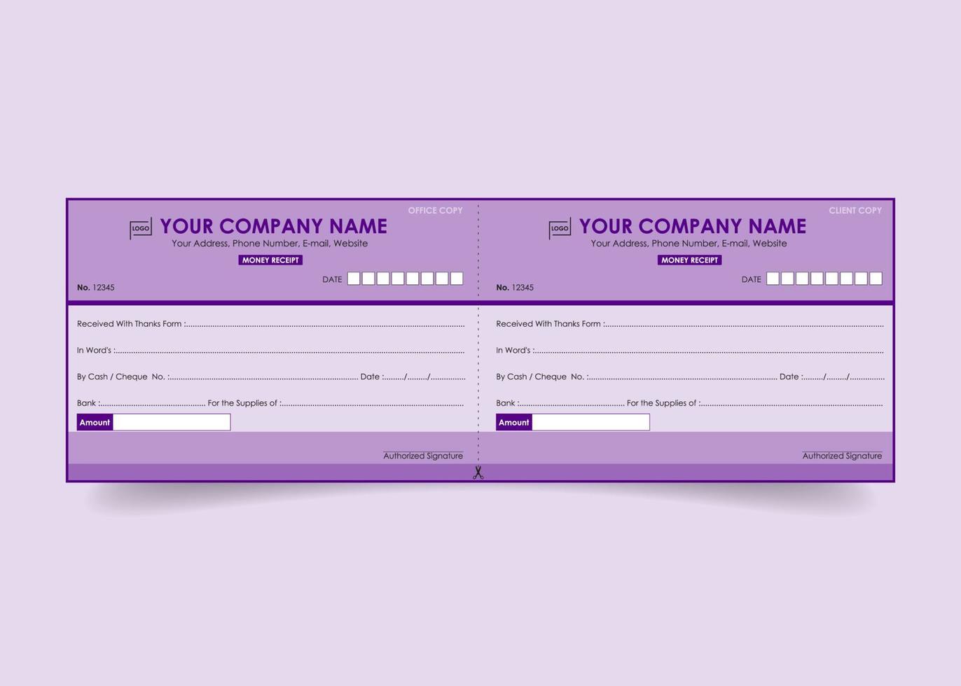 Money receipt template invoice cheque design with security line background vector