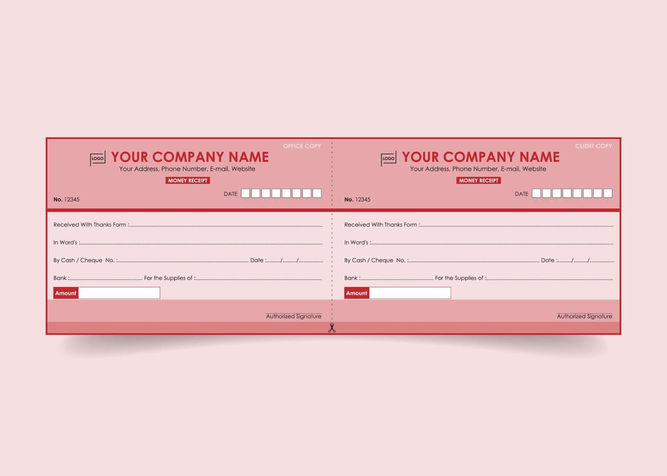 Money receipt template invoice cheque design with security line background vector