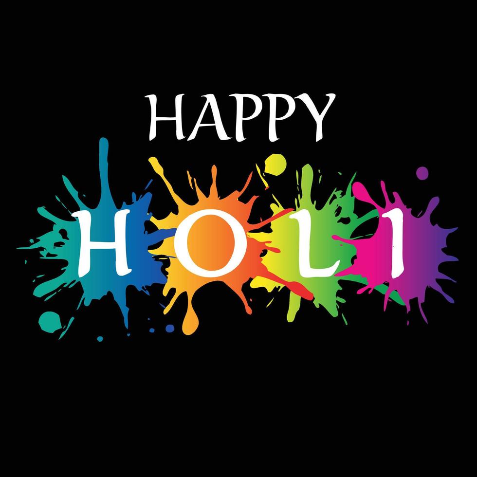 Happy Holi colorful vector graphic on black background