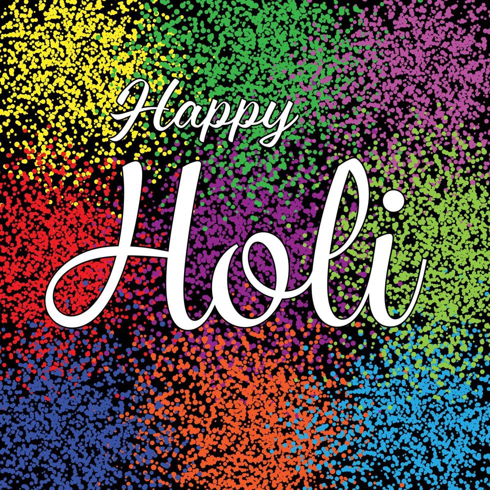 Happy Holi colorful powder vector graphic on black background