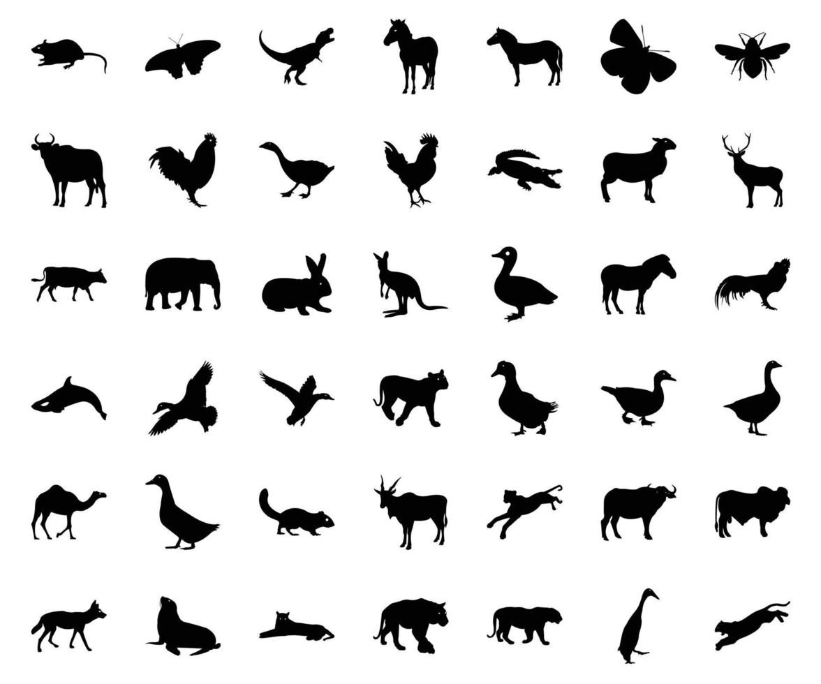Animals and Birds Silhouette vector