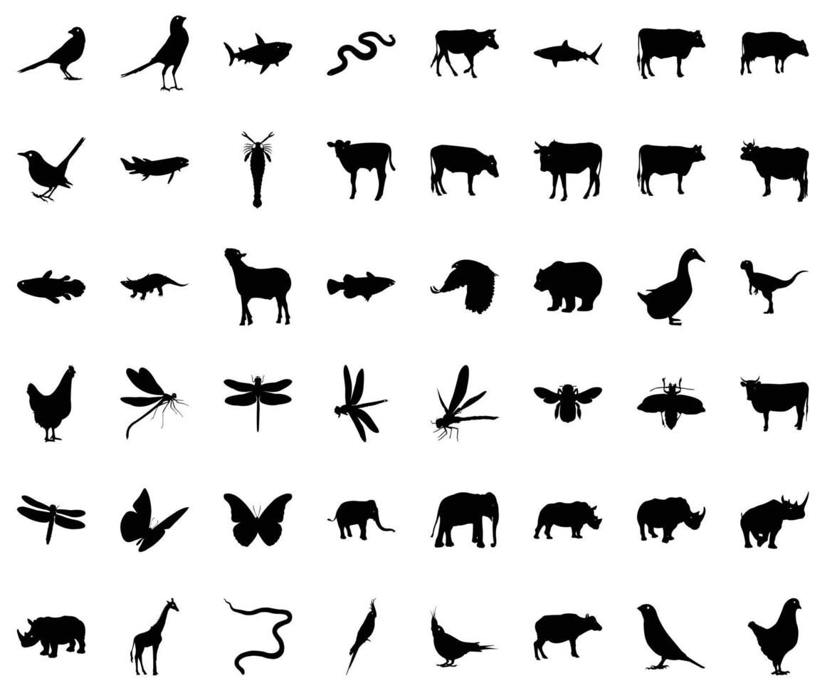 Animals and Birds Silhouette vector