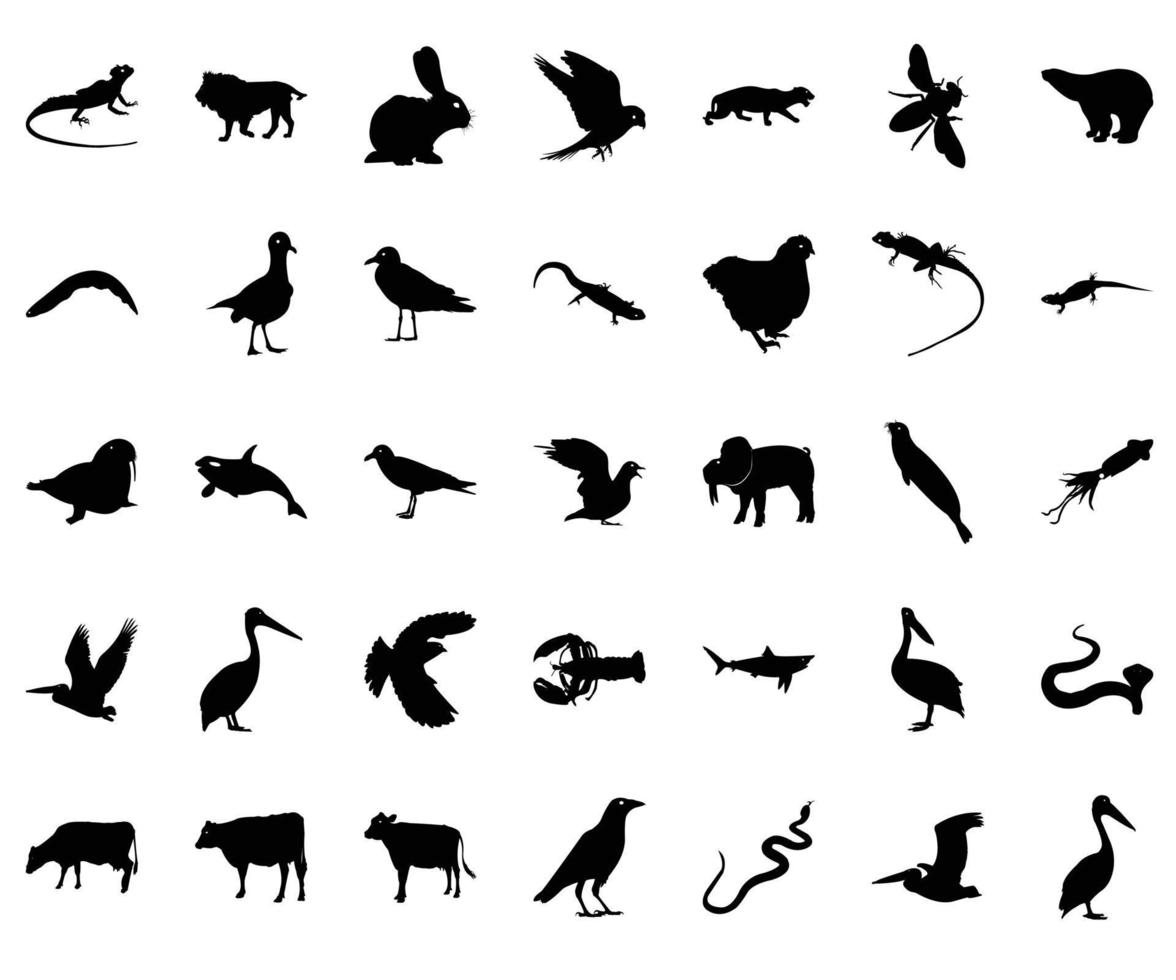 Animals and Birds Silhouette vector