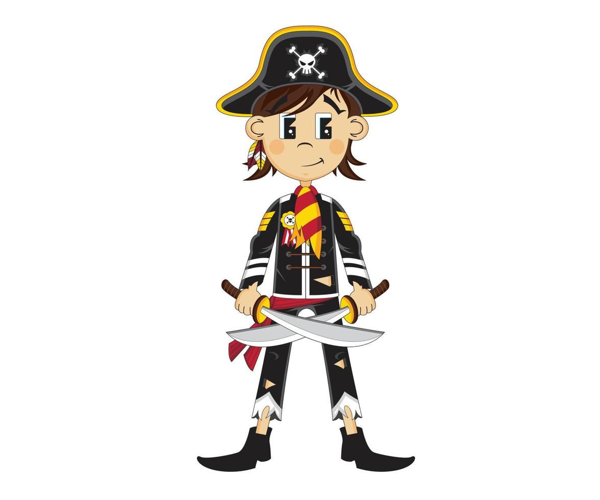 Kids with pirate costumes vector