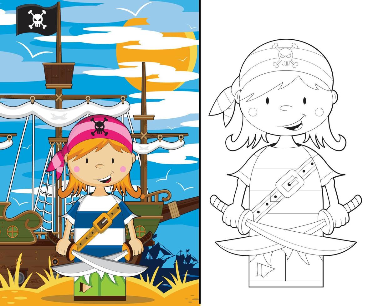 Kids with pirate costumes vector