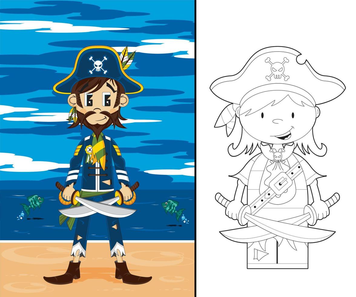 Kids with pirate costumes vector