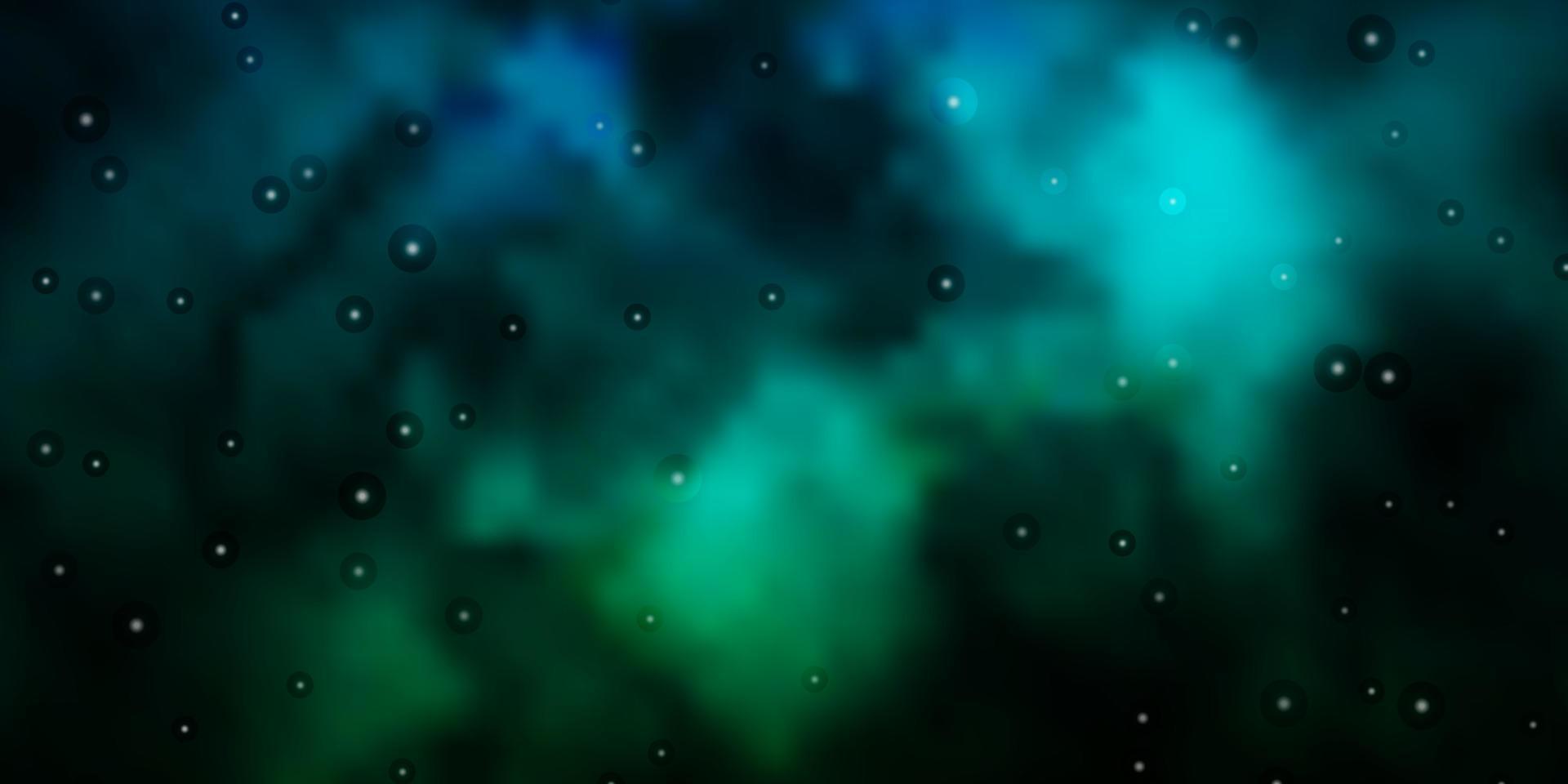 textura de vector azul oscuro, verde con hermosas estrellas.