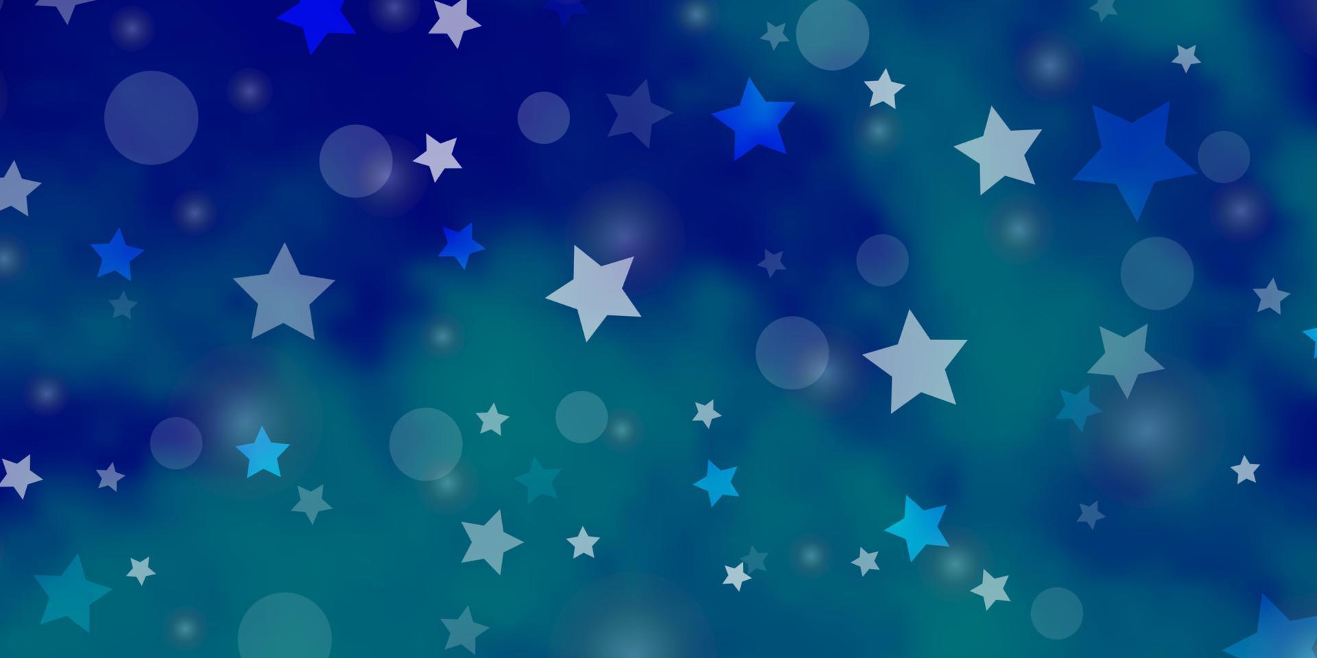 Fondo de vector azul claro con círculos, estrellas.