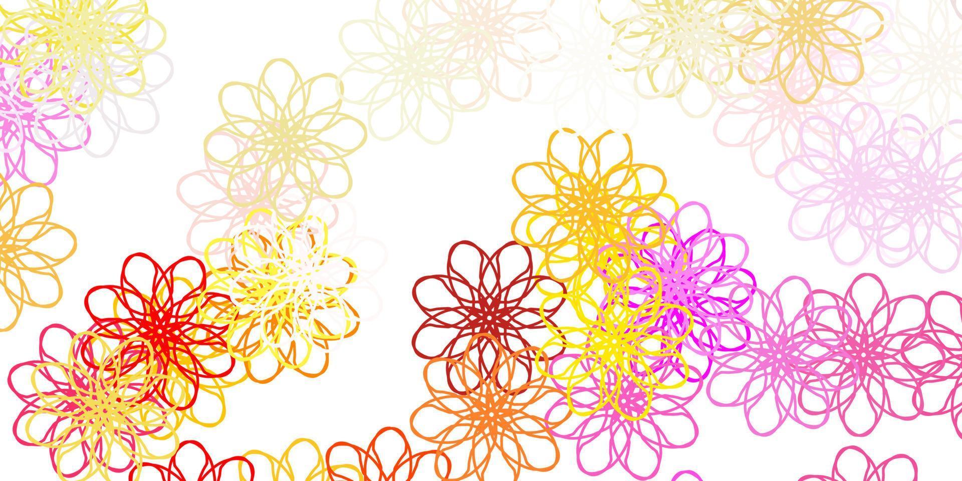 Fondo de doodle de vector multicolor claro con flores.