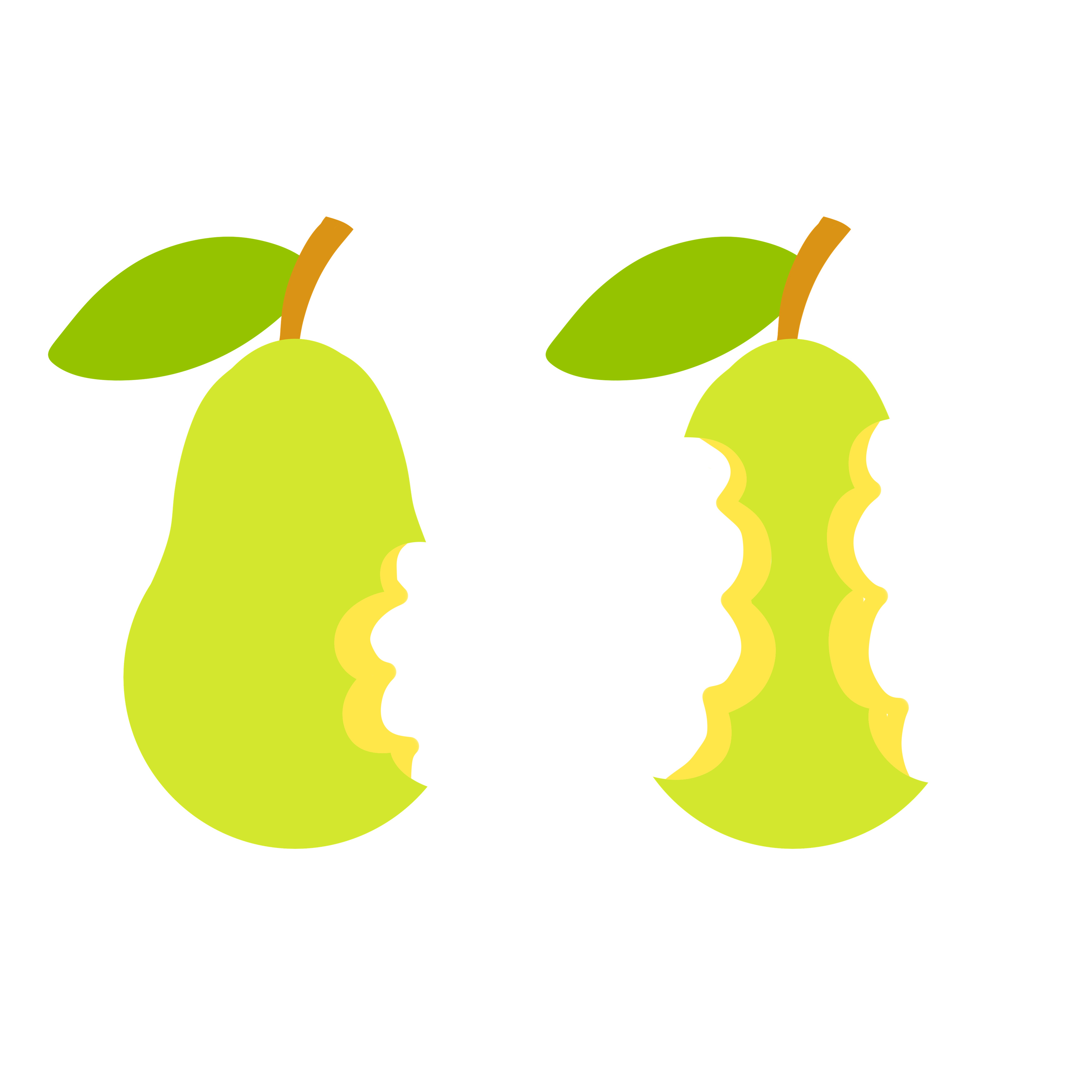 Green pear core. Flat cartoon illustration. Bitten sweet fruit. 6325125