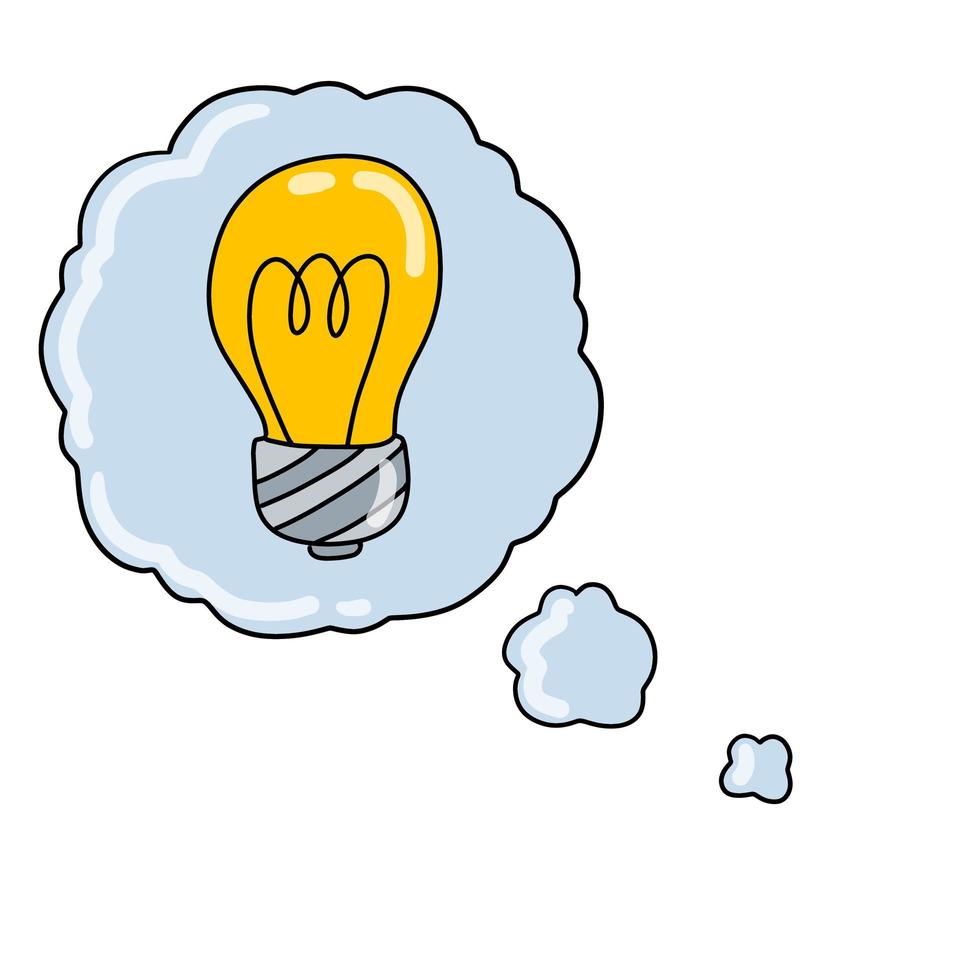 Light bulb. Bubble cloud with thoughts and idea. vector