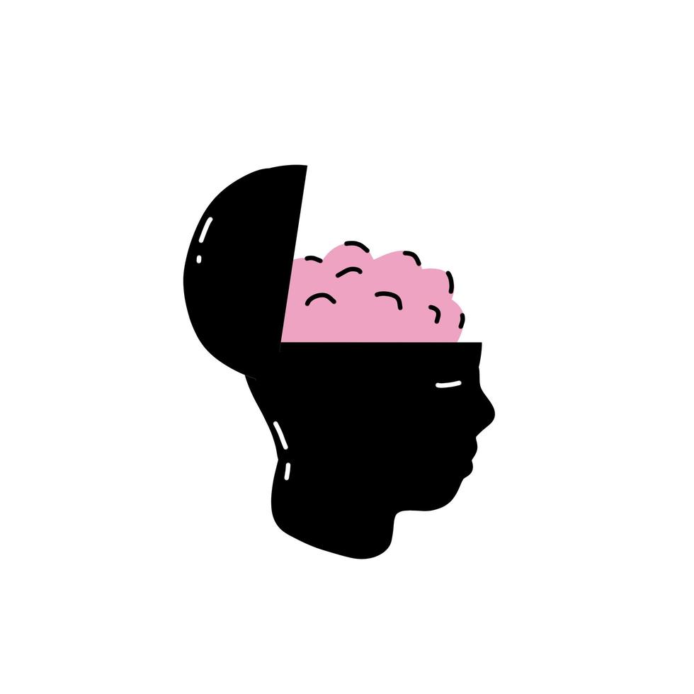 Silhouette of head. Open mind and consciousness. Psychological concept vector