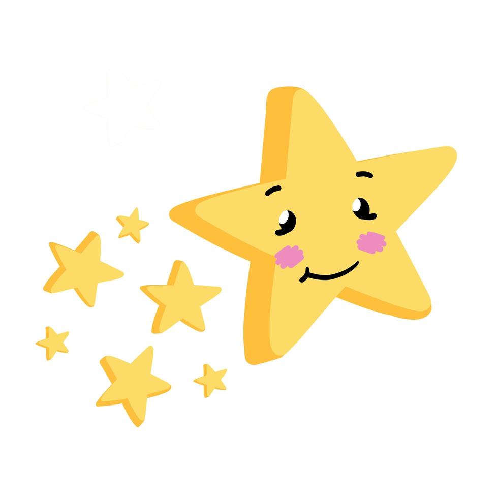 Cute star. Element of night and nature. Flying Cartoon illustration. vector