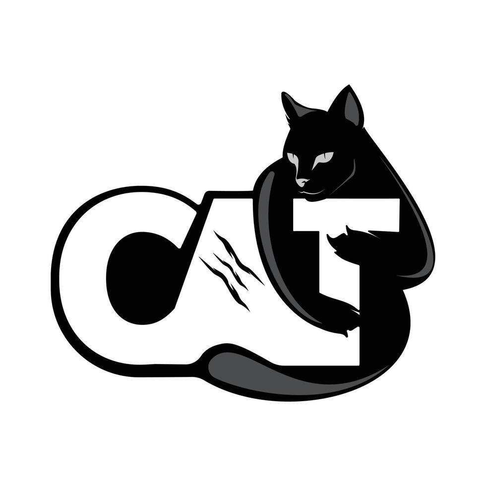 black cat initials vector