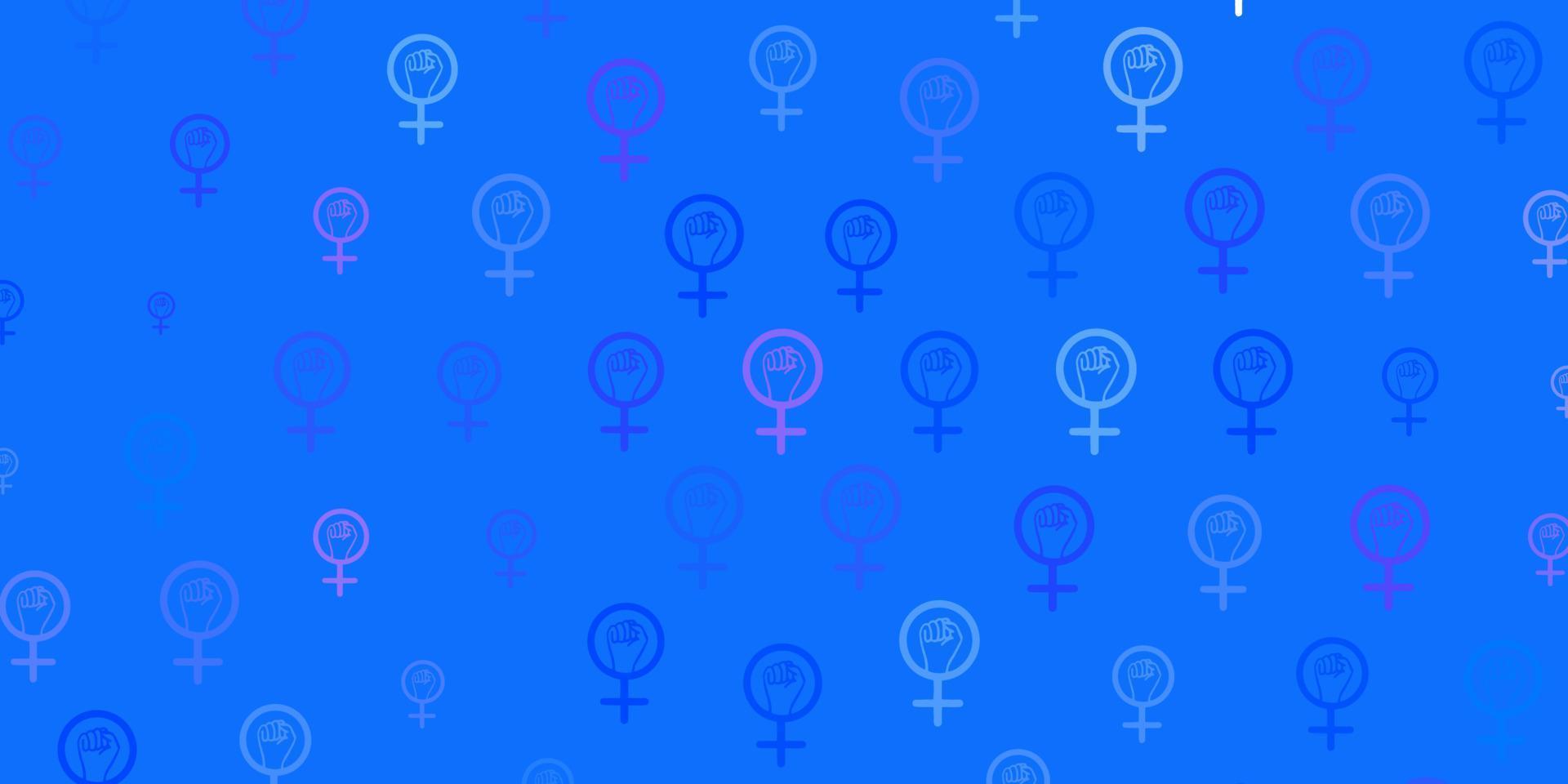 Light Pink, Blue vector background with woman symbols.