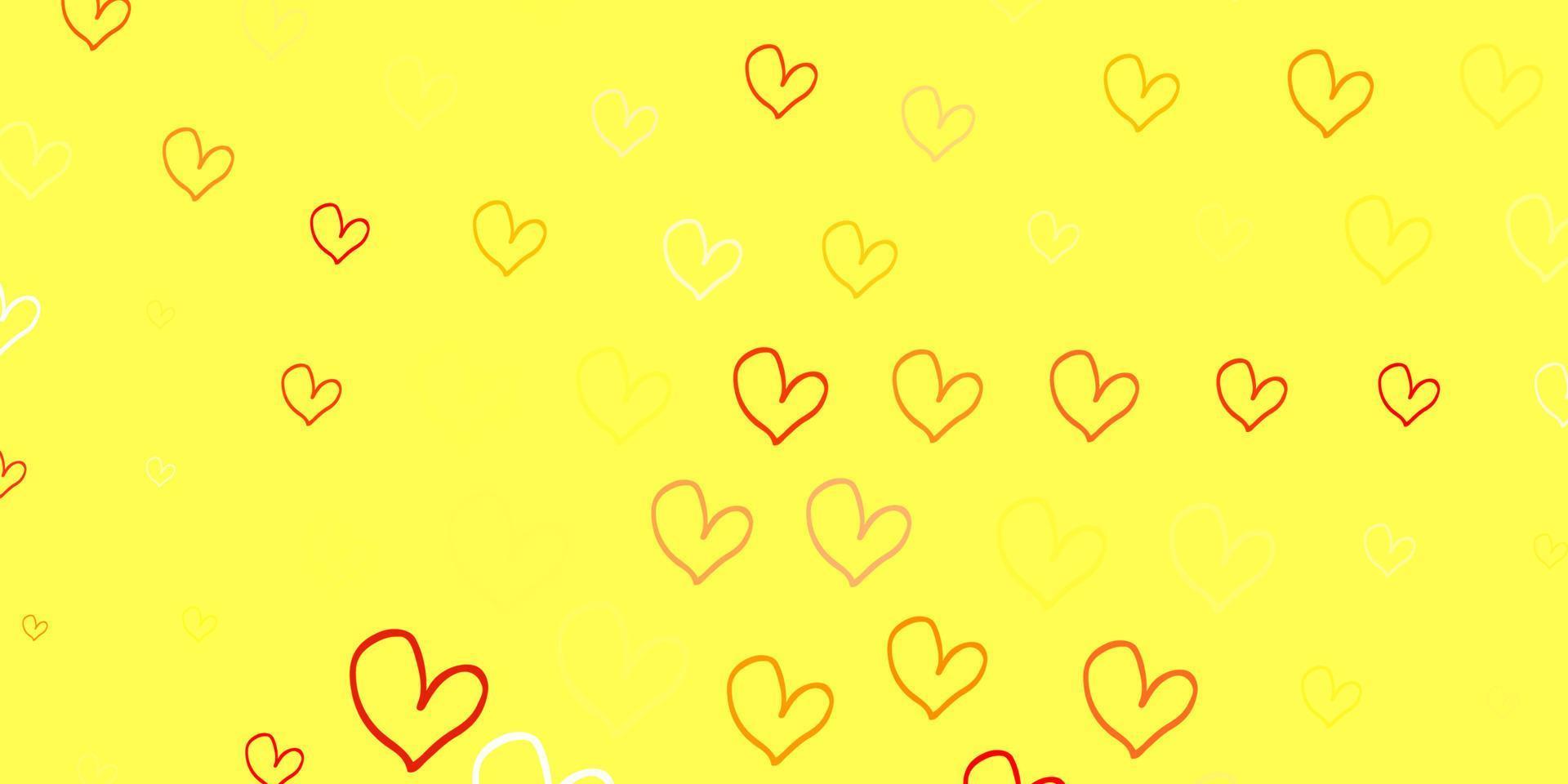 Light Pink, Yellow vector texture with lovely hearts.