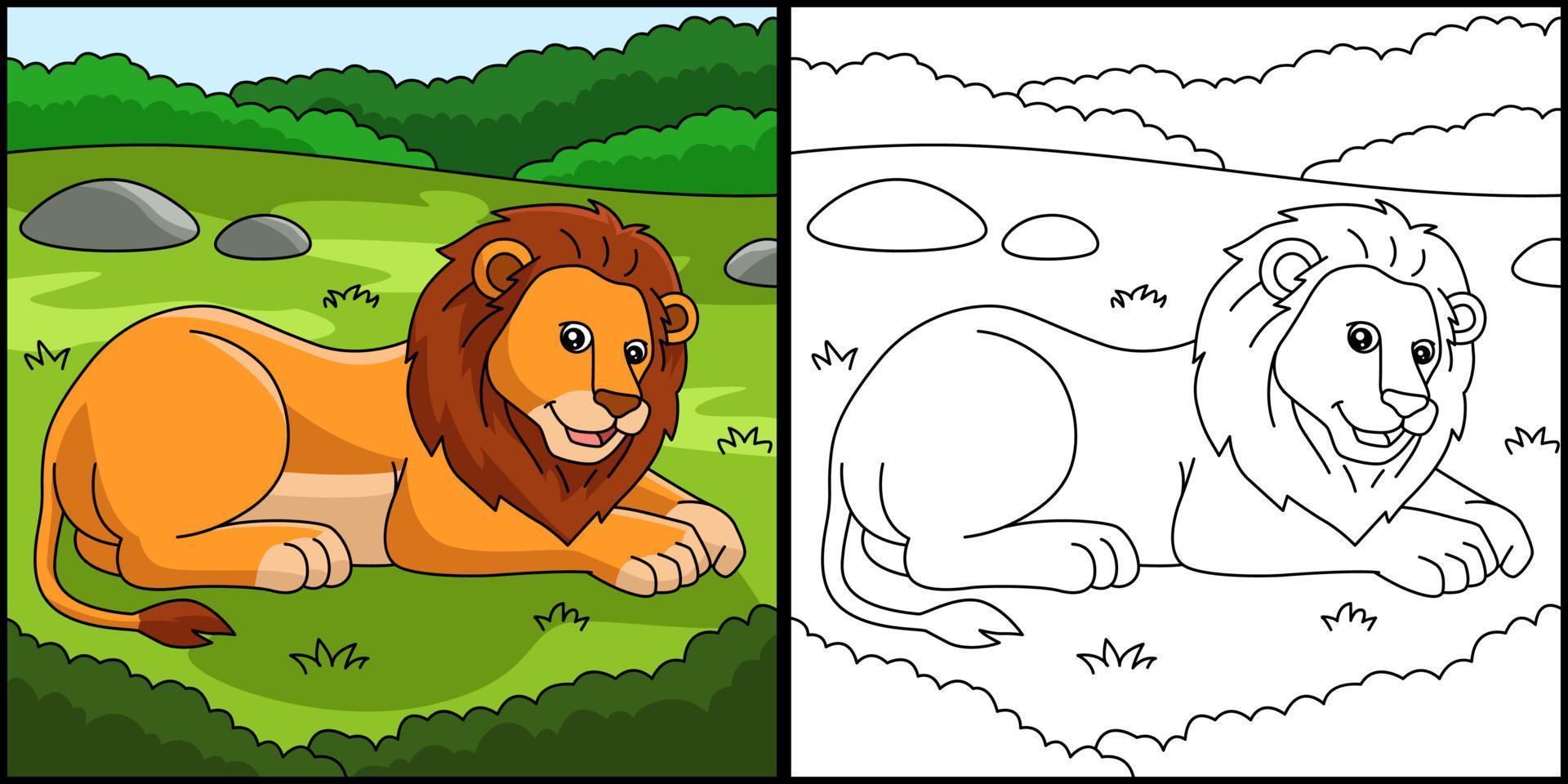 león para colorear página color ilustración 6325643 Vector en Vecteezy