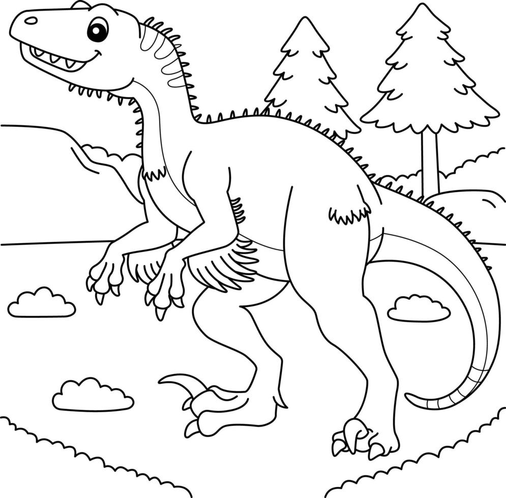 Utahraptor Coloring Page for Kids vector