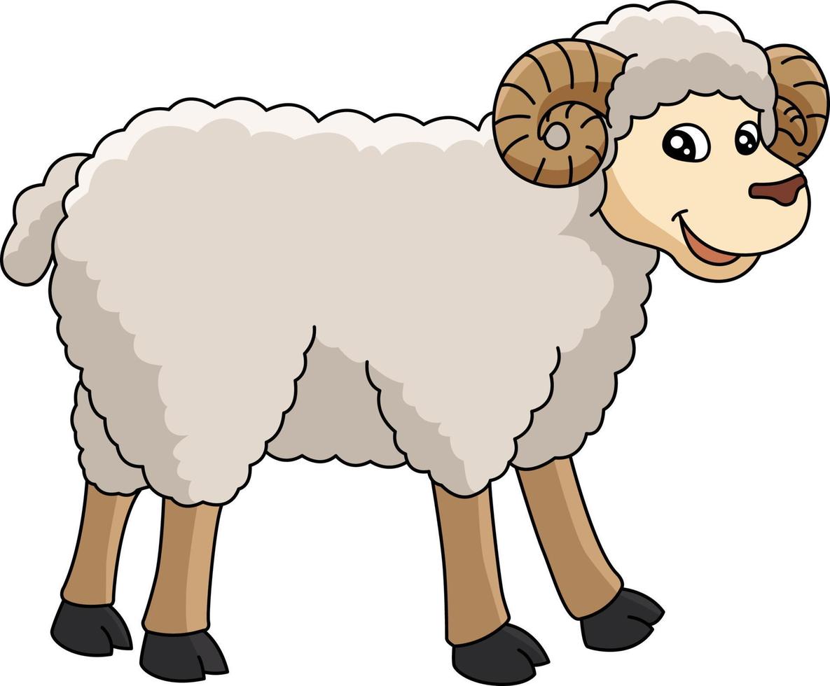 ilustración de imágenes prediseñadas de color de dibujos animados de ovejas vector
