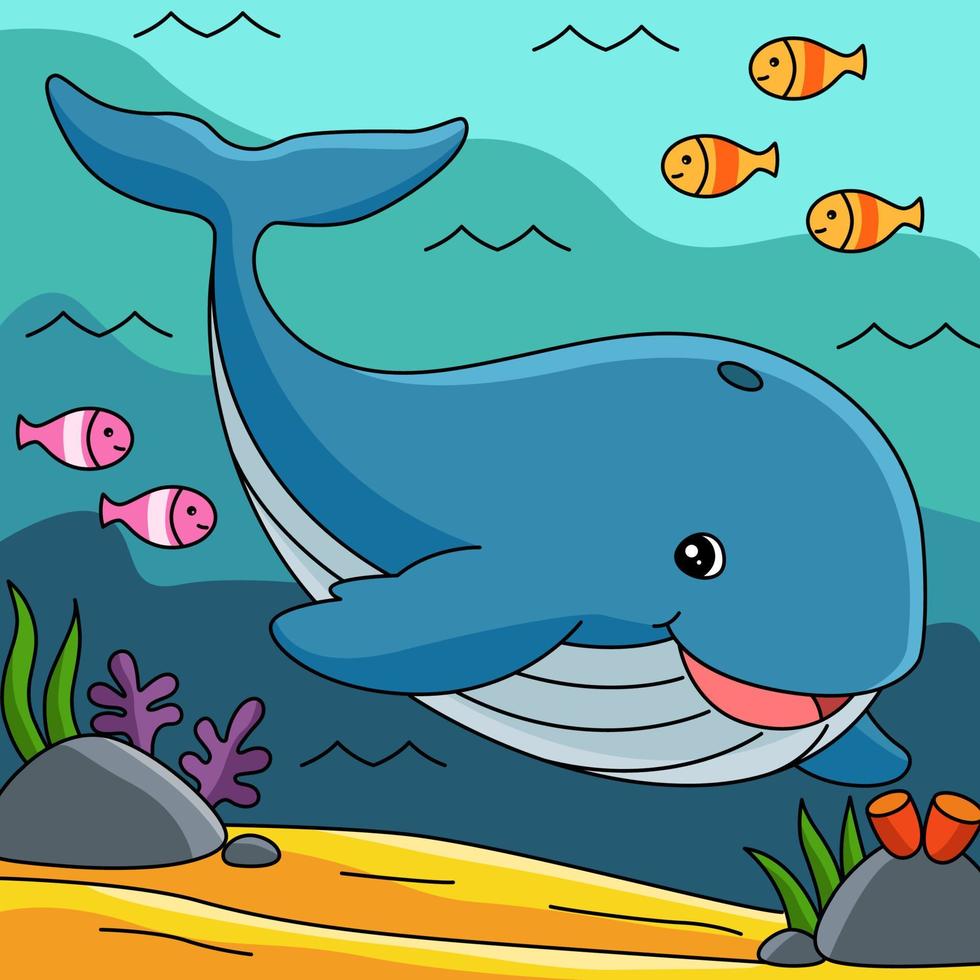 ilustración animal coloreada de dibujos animados de ballenas 6325650 Vector  en Vecteezy