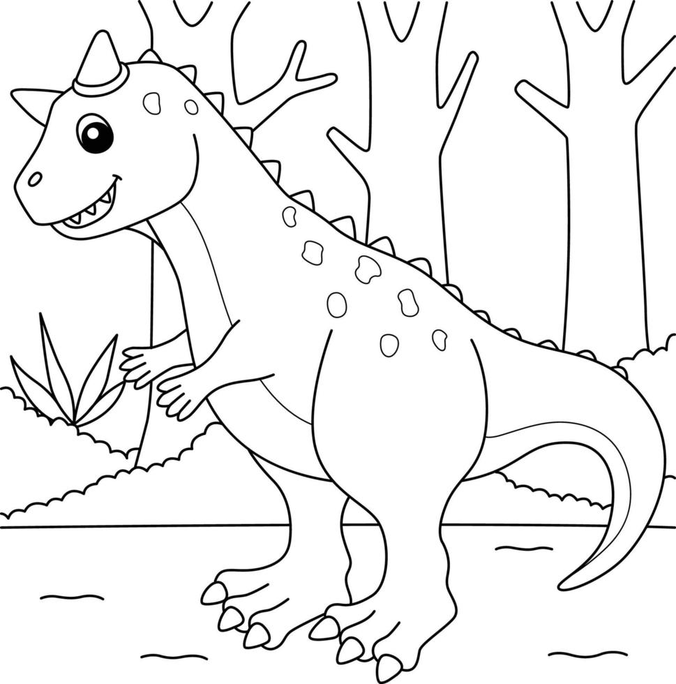 carnotaurus para colorear para niños vector