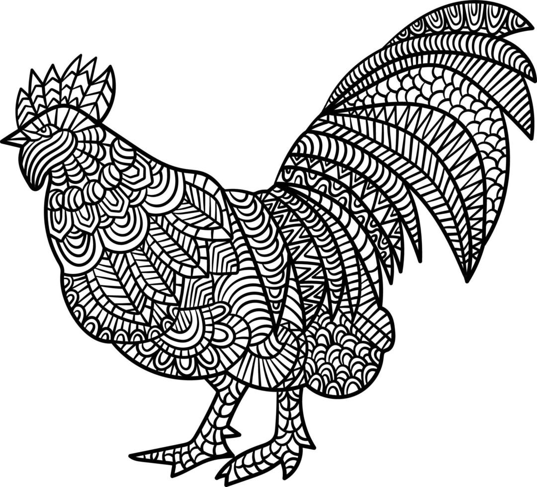 Chicken Mandala Coloring Pages for Adults vector