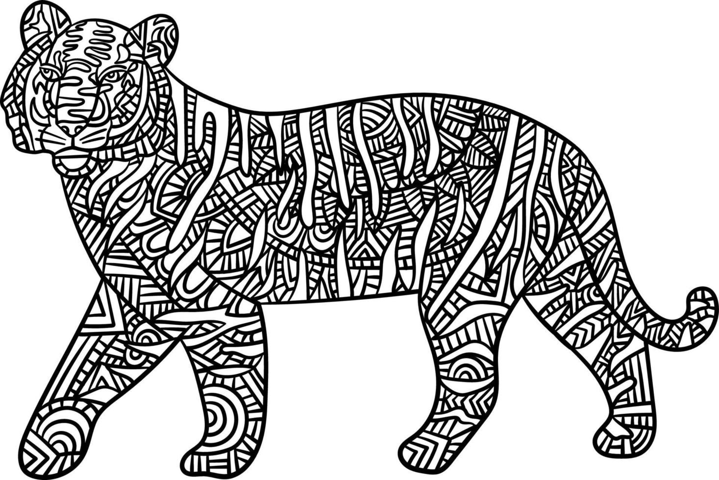 Tiger Mandala Coloring Pages for Adults vector