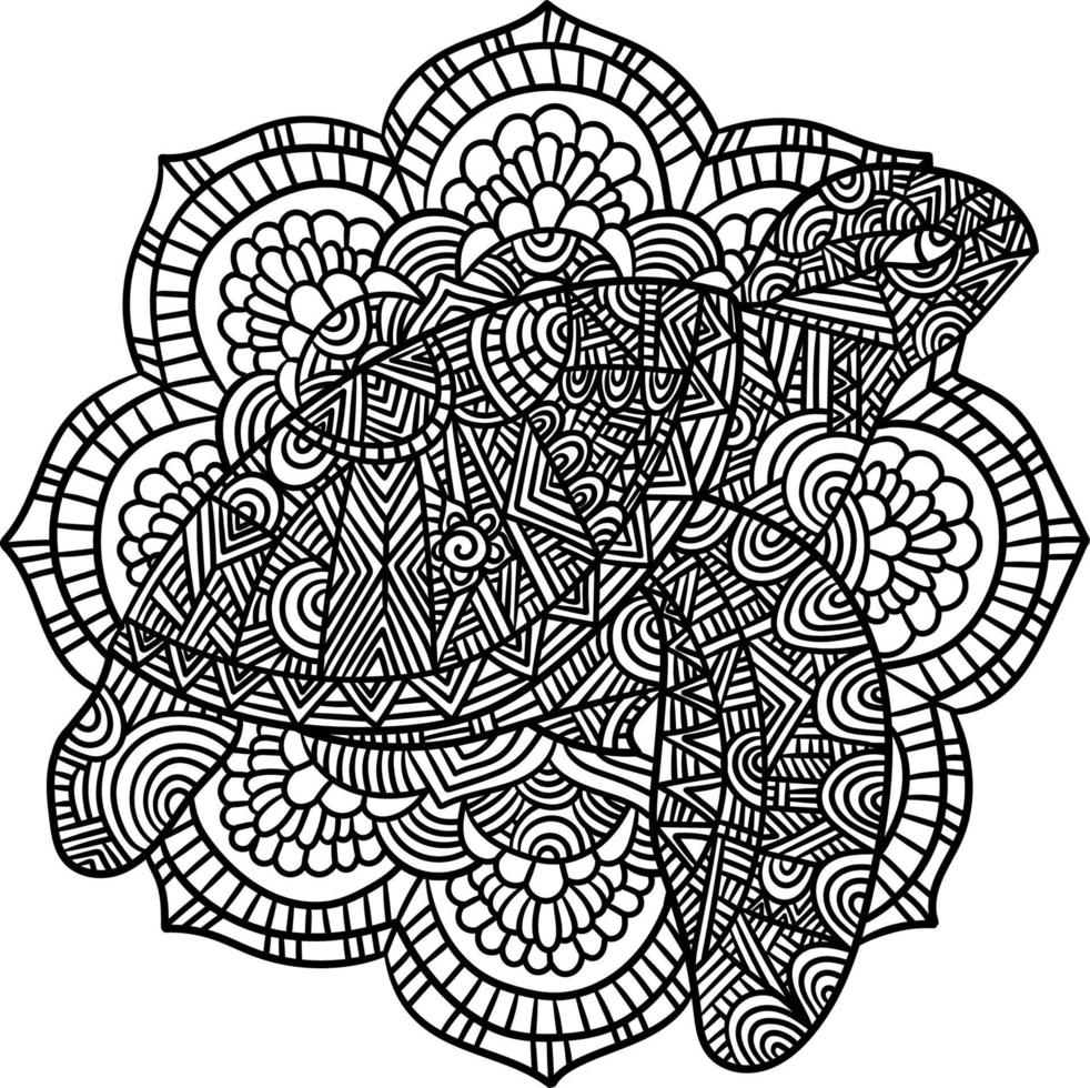 Turtle Mandala Coloring Pages for Adults vector