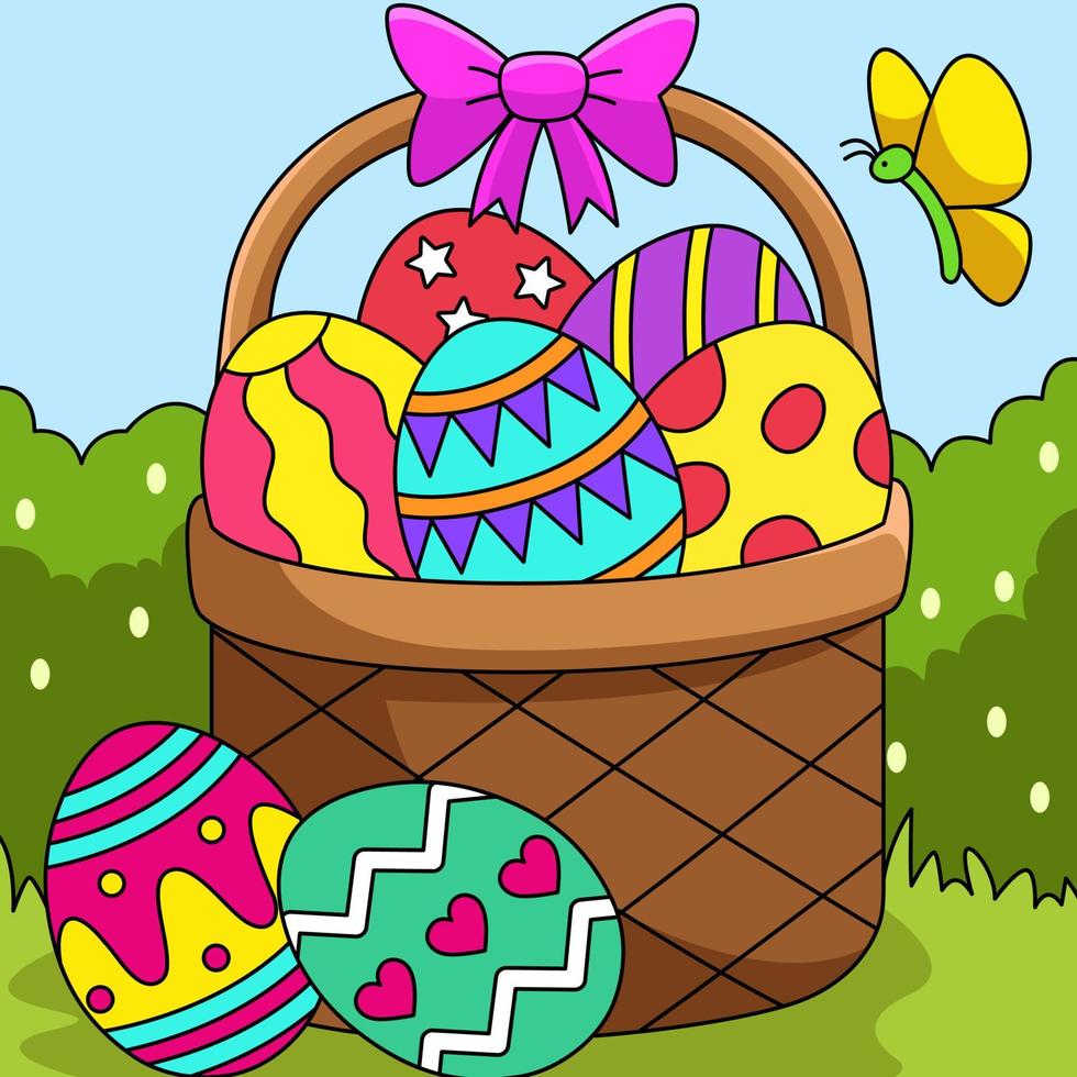 Easter Basket Colored Cartoon Illustration vector